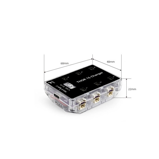 Wholesale HGLRC Thor 1S Charger V2 6 Port Max 65W for PH2.0 MX2.0 A30 BT2.0 Plug 4.2V 4.35V LIHV 1S LiPo Battery
